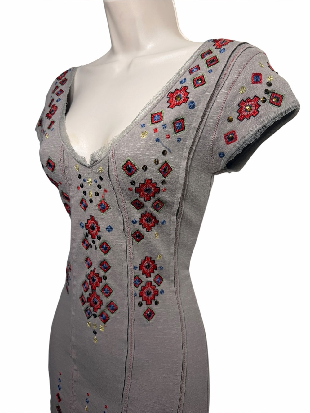 Free People "Rich In Embroidery" mini xsmall dress - Picture 4 of 14